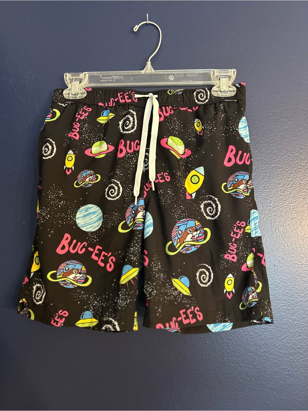 Buc-ee's Black Space-Print Kids Swim Trunks